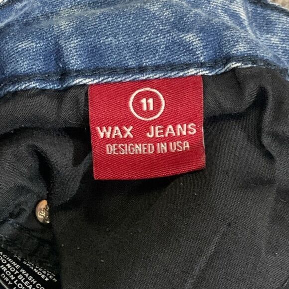 Wax Jeans Womens 11 Denim Low Rise‎ Blue Zip Fly Pockets Straight Leg Stretch - Picture 3 of 8